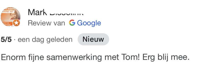 Google-review van Mark over de samenwerking met Tom